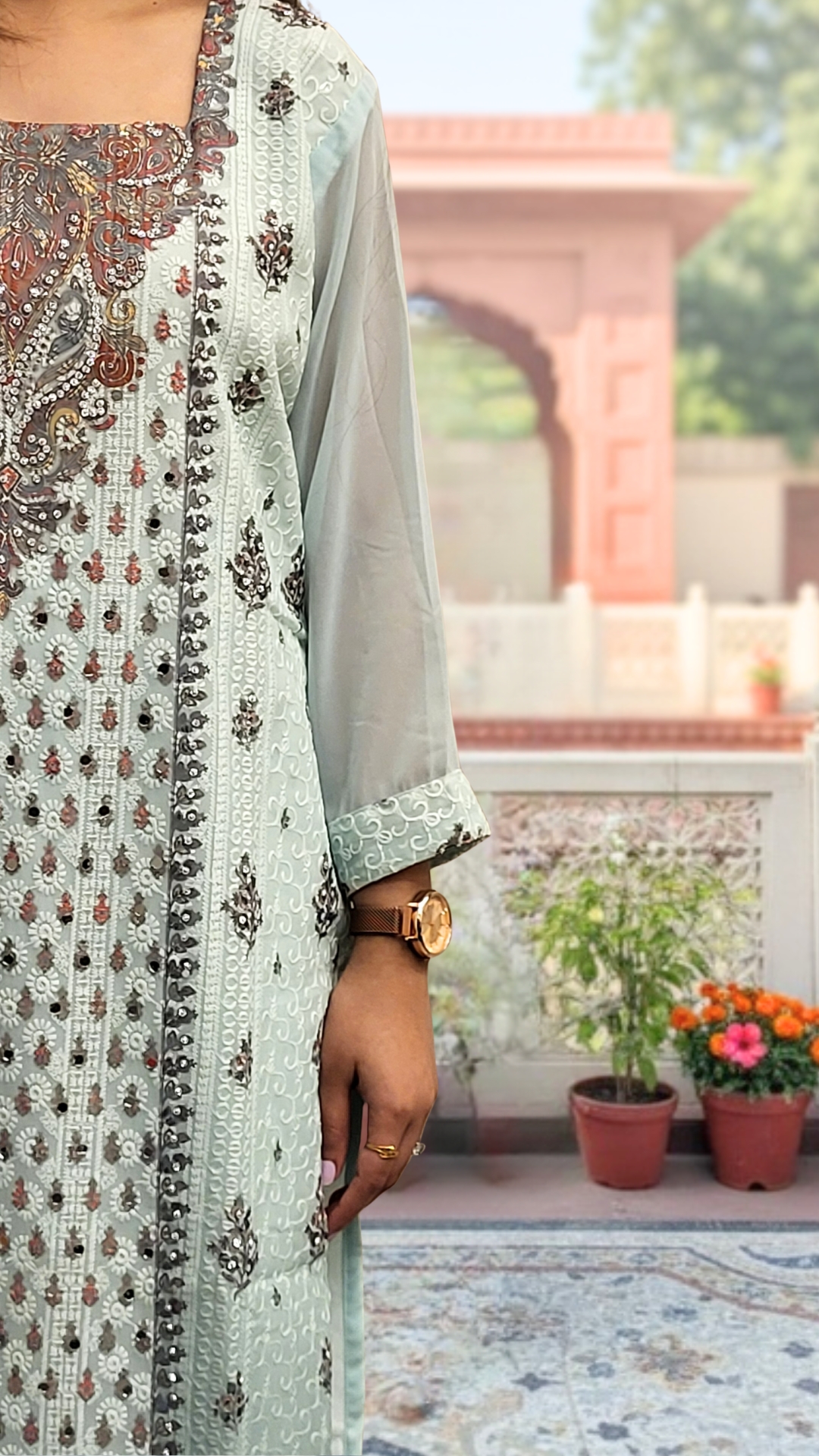 Pastel Grace Embroidered Suit Set