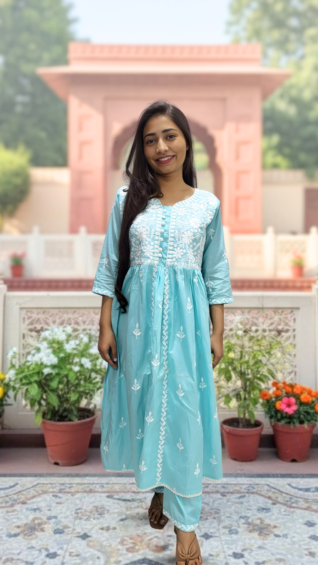Pastel Blue Chikankari Kurta set