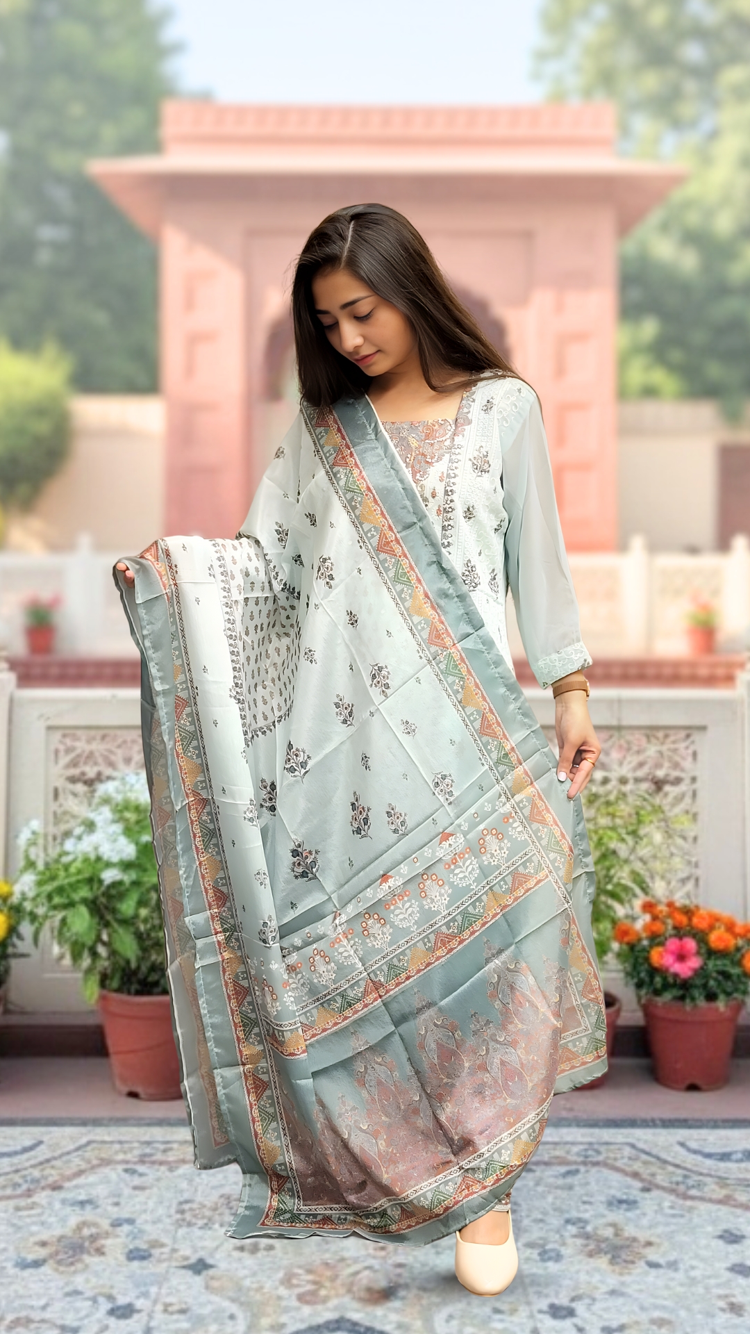 Pastel Grace Embroidered Suit Set