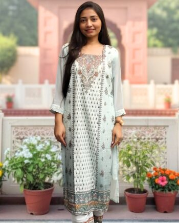 Pastel Grace Embroidered Suit Set