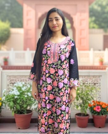 Noir Bloom Embroidered Suit Set