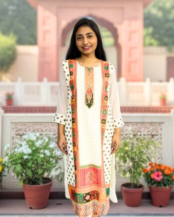 White Chikankari Embrodery Suit Set